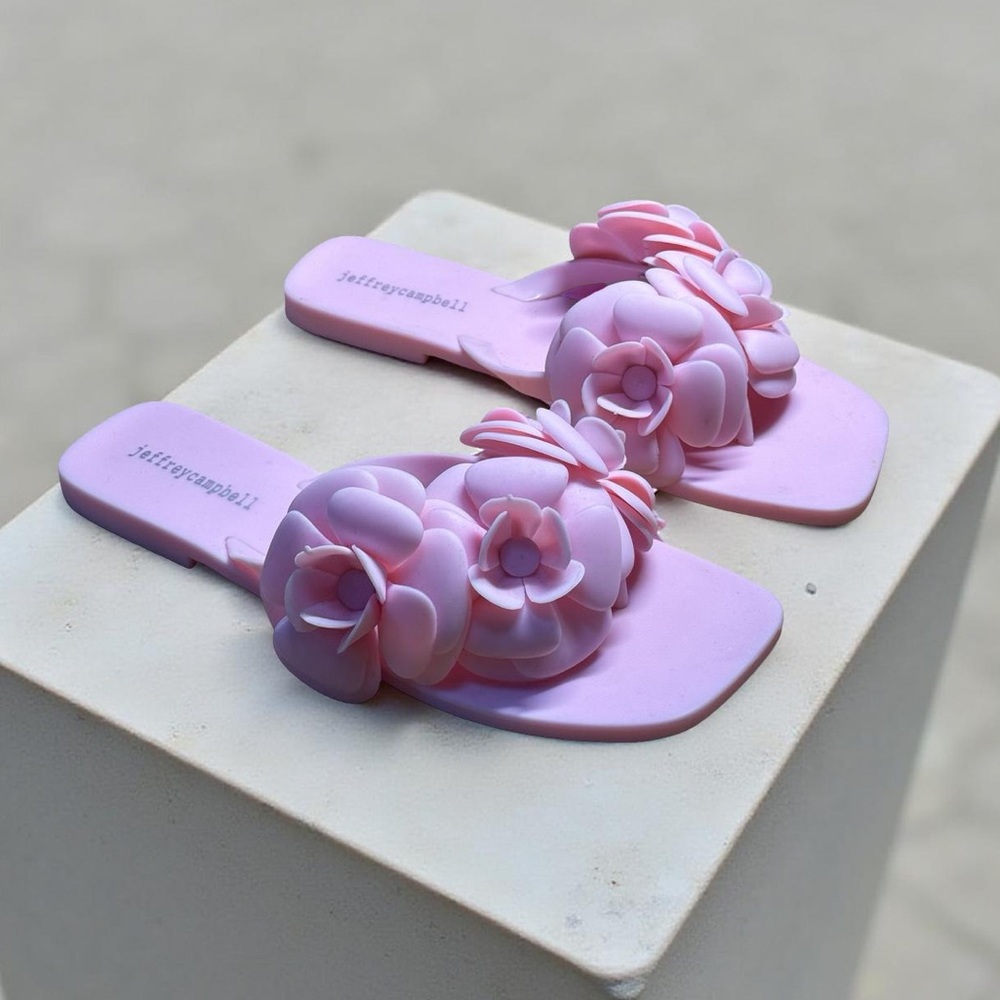 Jeffrey Campbell Pink Floral Sandals Womens Size 6.5 Summer Chic Designer Shoes - Picture 1 of 5